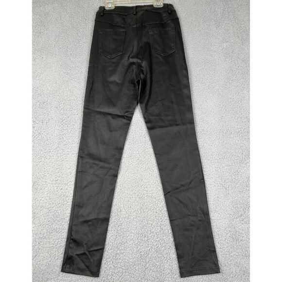 NWT MESHKI Womens Ada Coated Skinny Faux LeatherJeans Black Size Medium Romantic - Picture 2 of 12
